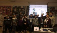 csoportkép a foglalkozás végeztével vendégeinkkel: Brum Alejandrával, Hunyadi Péterrel és Székely Annával